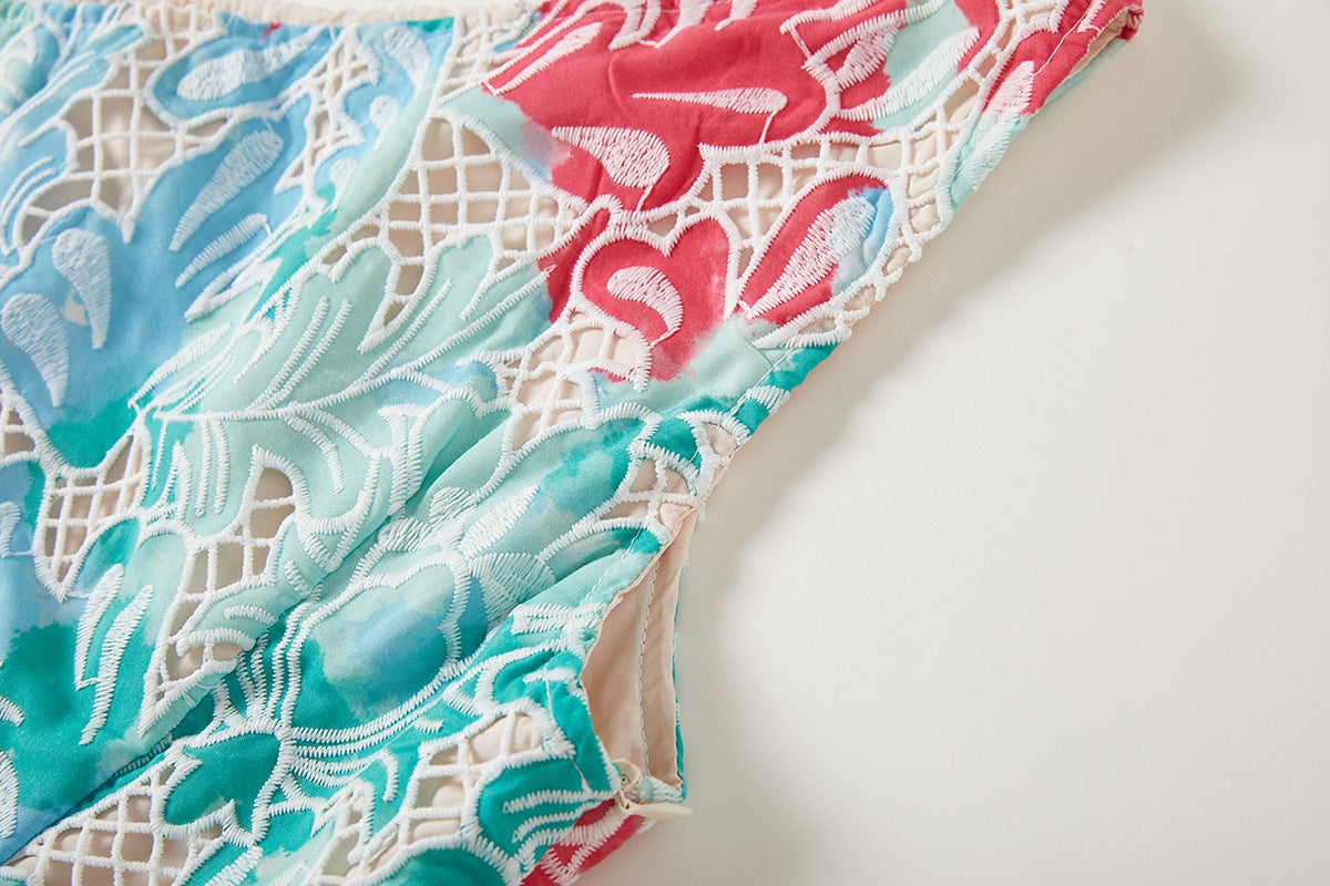 French Lace Green Resort Dress - 817864267678_GRE