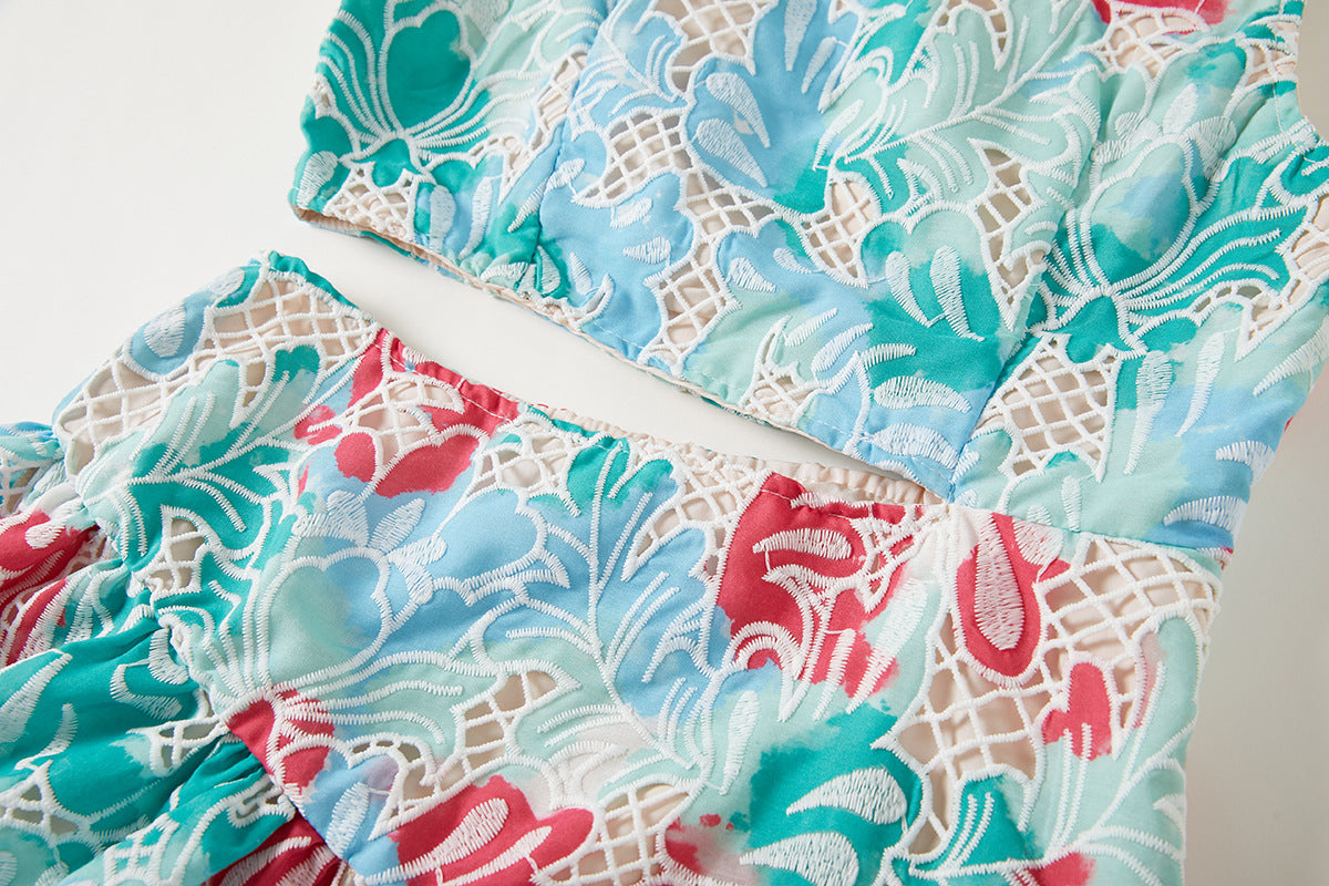 French Lace Green Resort Dress - 817864267678_GRE