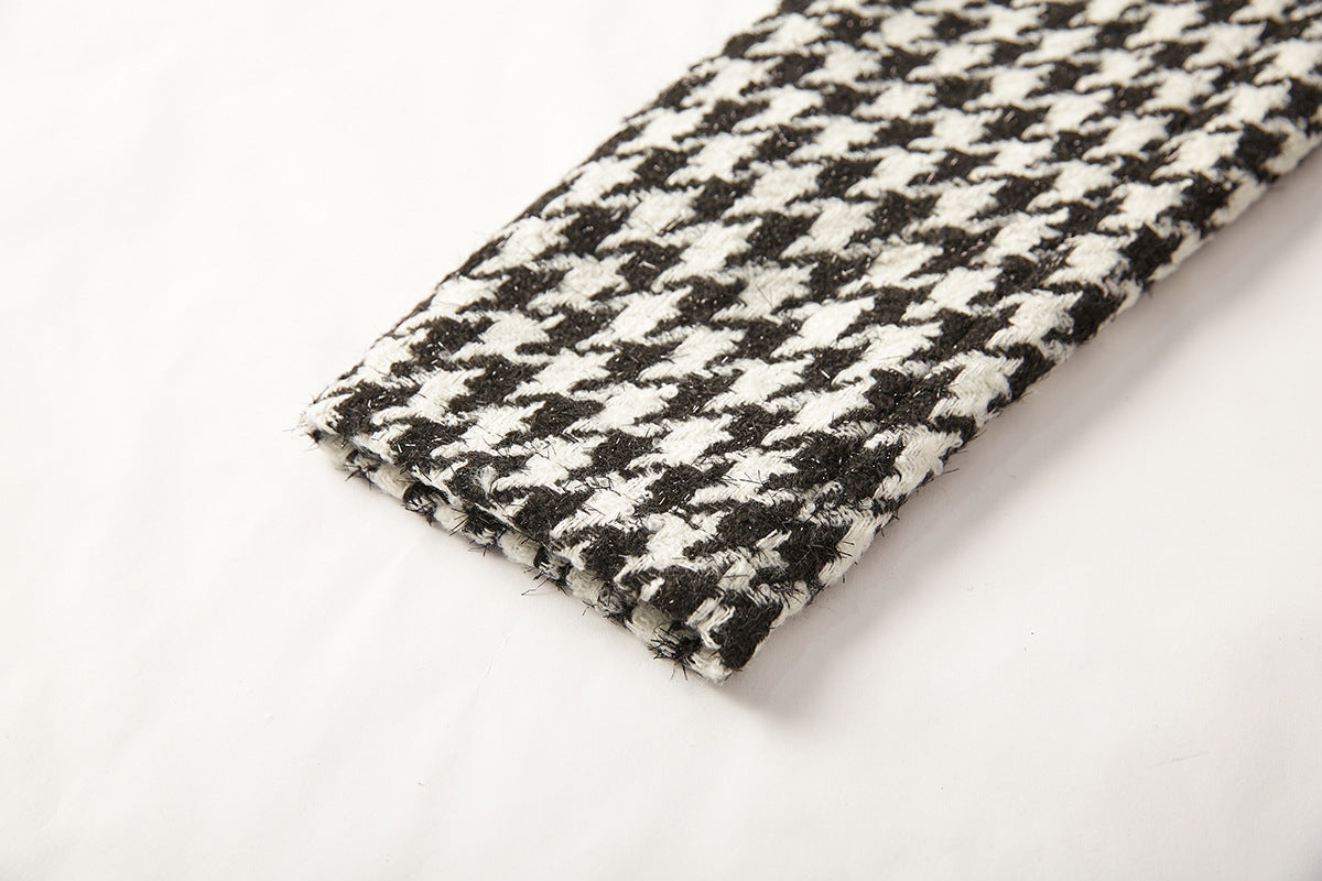 Houndstooth Noir Sequin Coat-Dress - 849998226262_BLACK