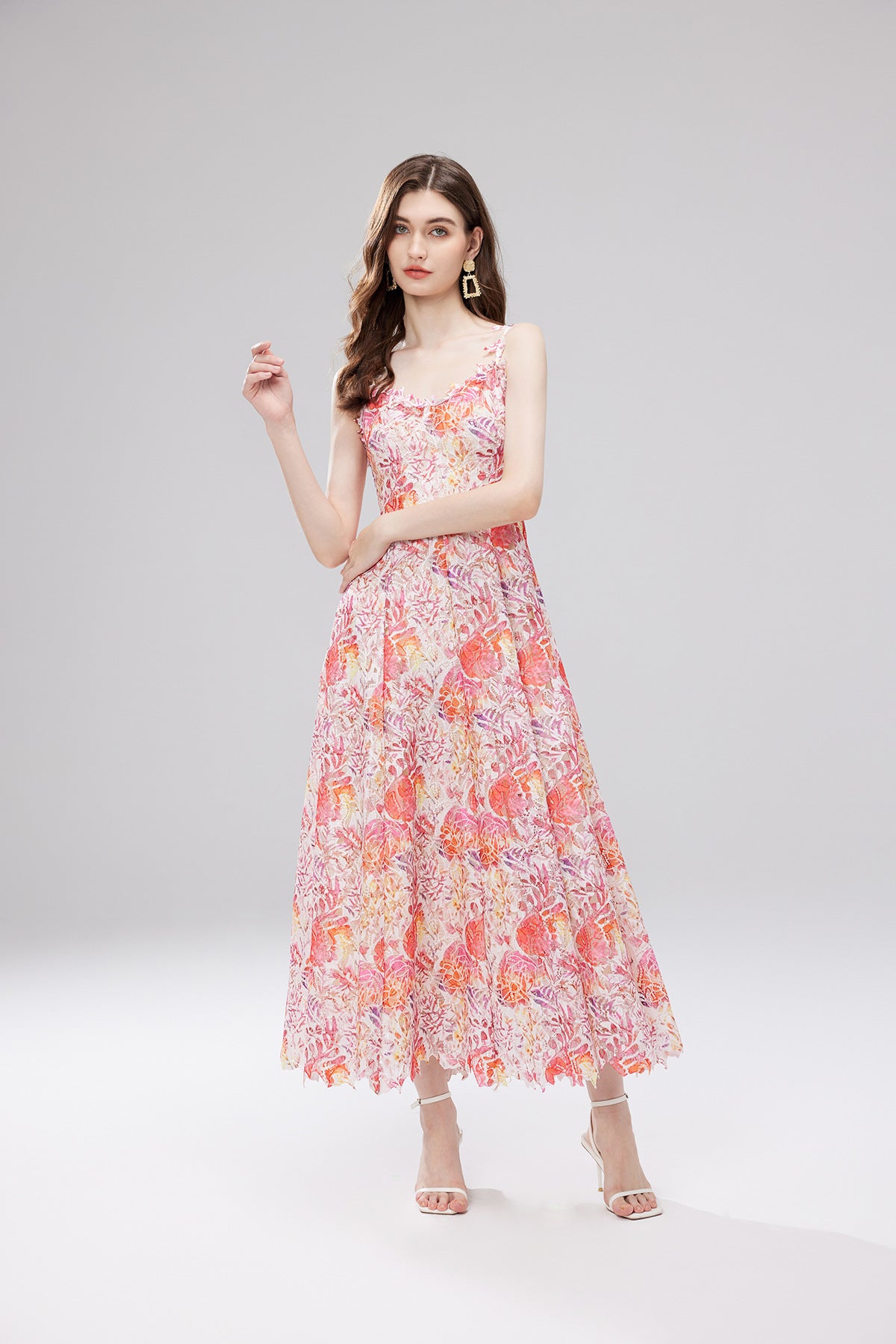 French Lace Garden Pink Beach Holiday Dress - 830698368753_PIN