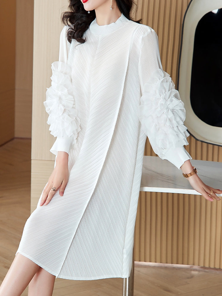 Heat Set Pleated Mini Dress One Size - 824142807175_WHI