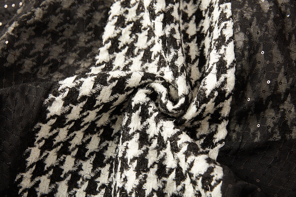 Houndstooth Noir Sequin Coat-Dress - 849998226262_BLACK