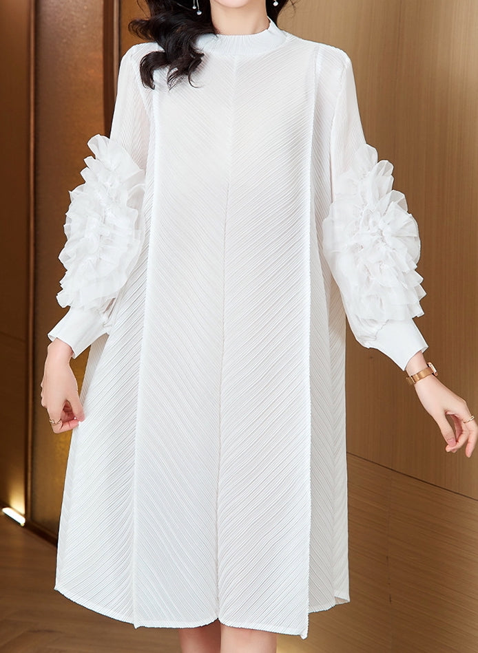 Heat Set Pleated Mini Dress One Size - 824142807175_WHI