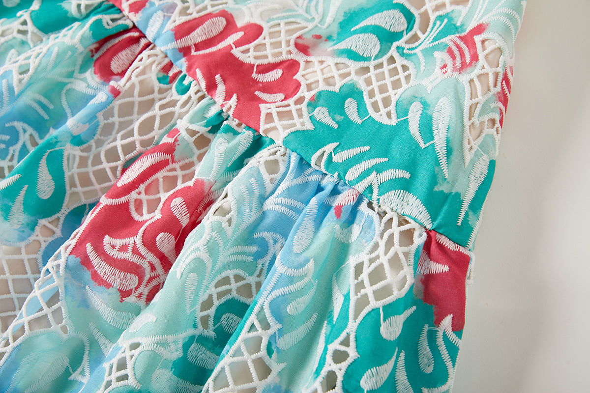 French Lace Green Resort Dress - 817864267678_GRE