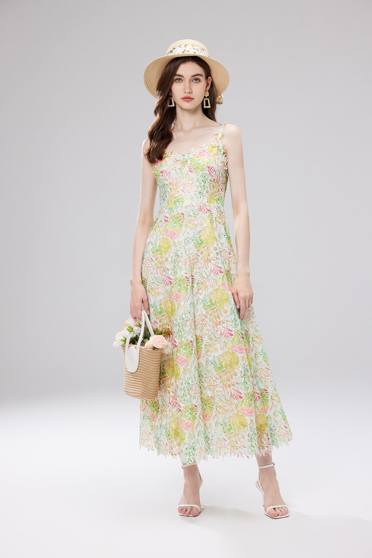 French Lace Garden Green Beach Holiday Dress - 830698368753_GRE