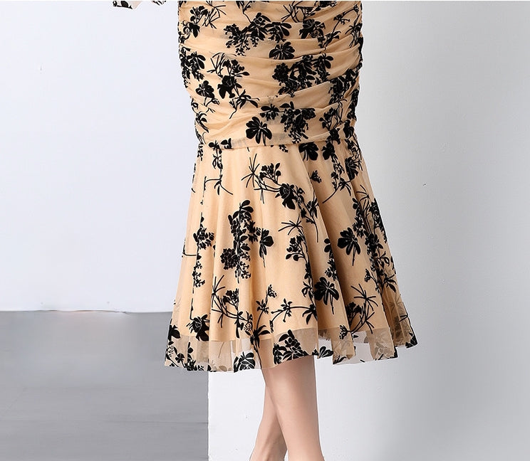 Fishtail Body-fit Ruched Full Sleeve Khaki Dress - 847852554211_KHAKI