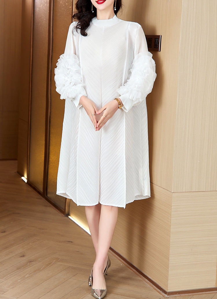 Heat Set Pleated Mini Dress One Size - 824142807175_WHI