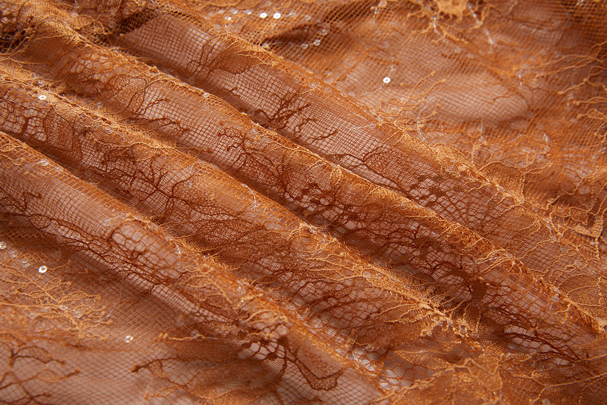 Embroidered Mesh And Sequin Corset Gown - 836766640227_BRO