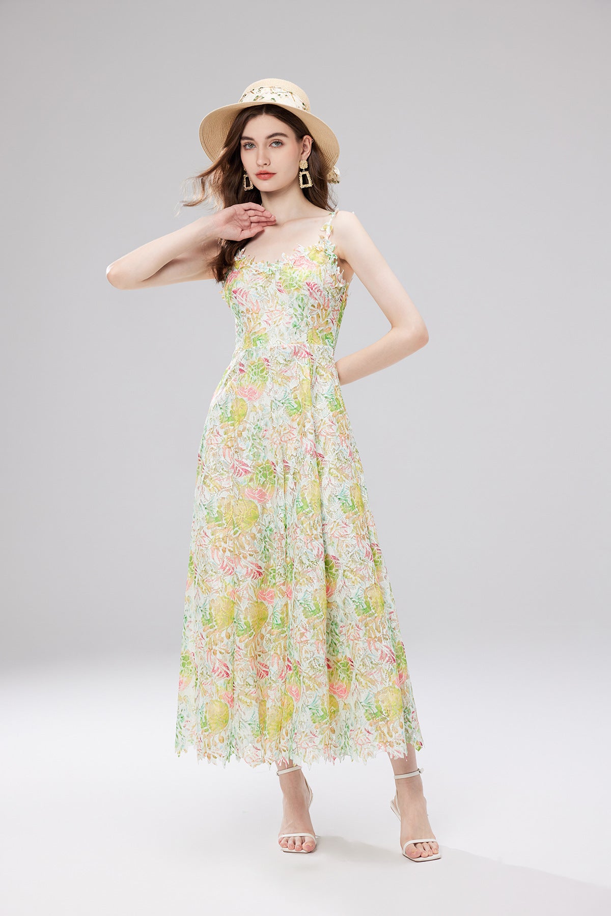 French Lace Garden Green Beach Holiday Dress - 830698368753_GRE