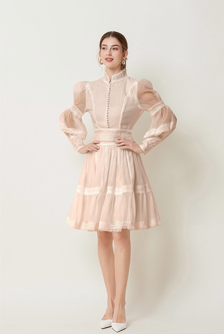 Lace Cascade Short Dress - 843851263446_APRICOT