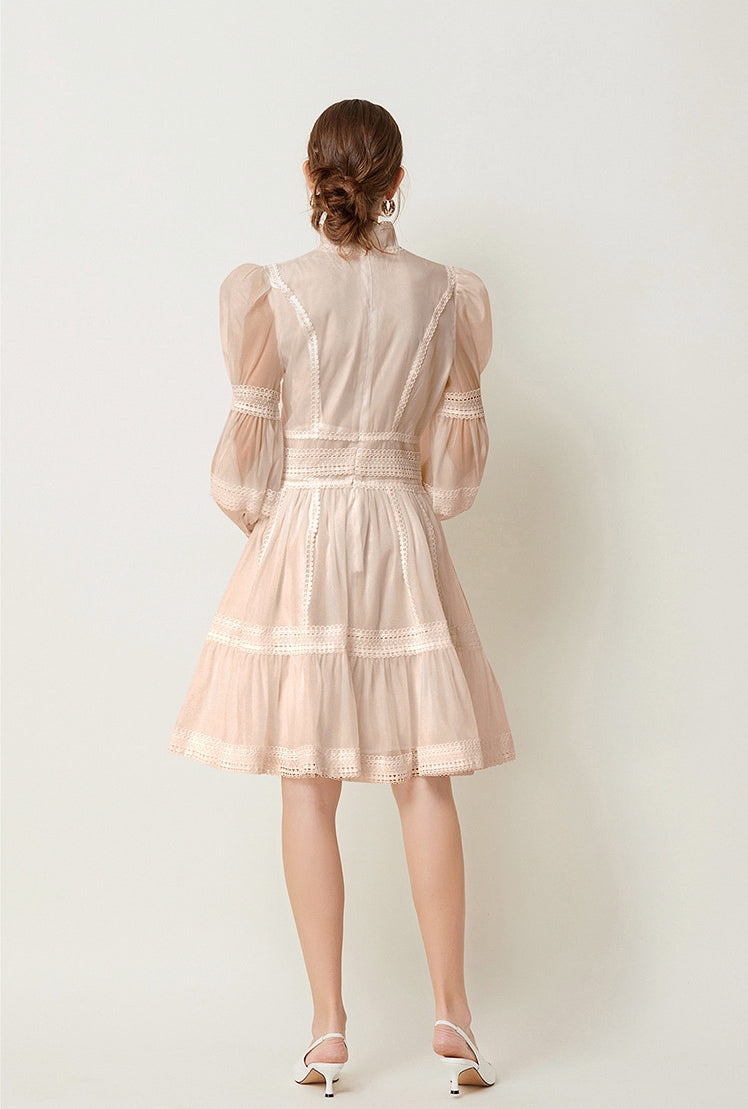 Lace Cascade Short Dress - 843851263446_APRICOT