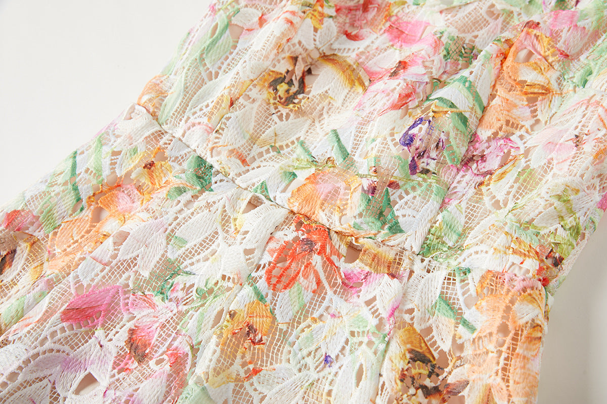 French Lace Garden Apricot Beach Holiday Dress - 830698368753_APR