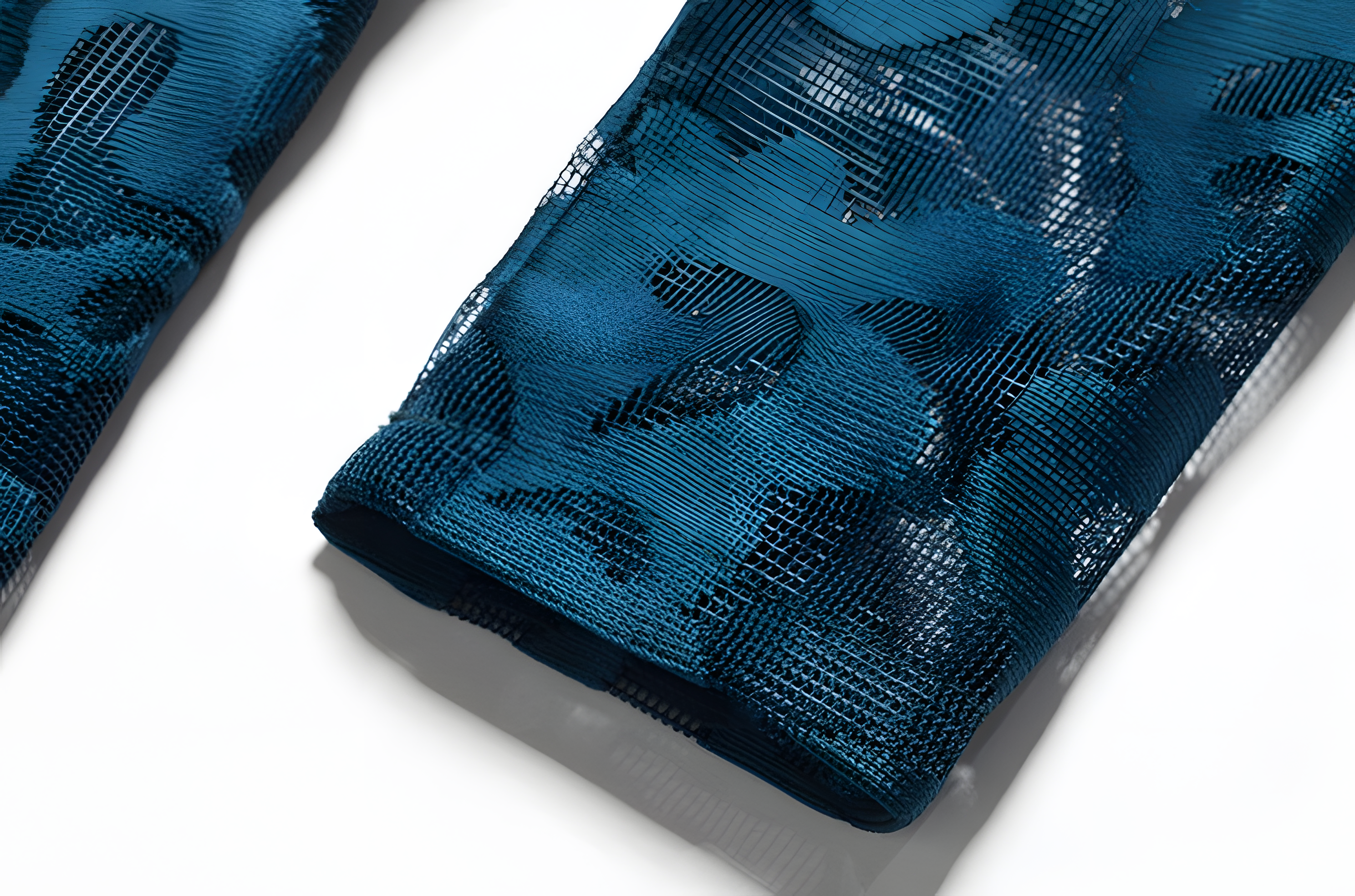 Lace Flocking Boat Neck Fitted Vest Large Hem Skirt Dress - 607715875502_PEACOCK BLUE