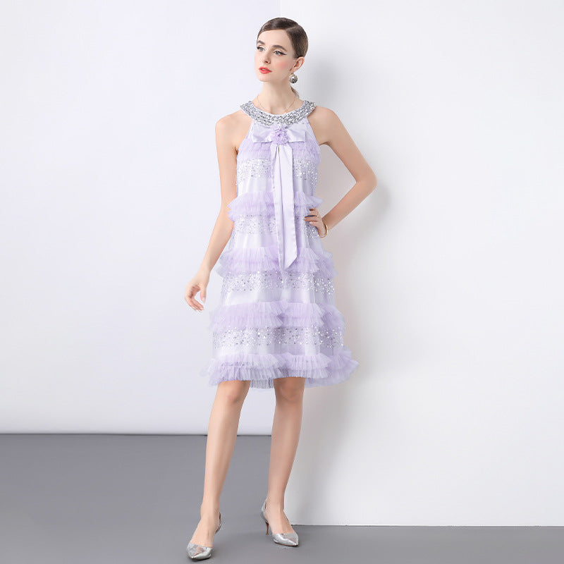 Lavender Twilight Ruffle Sequin Dress
