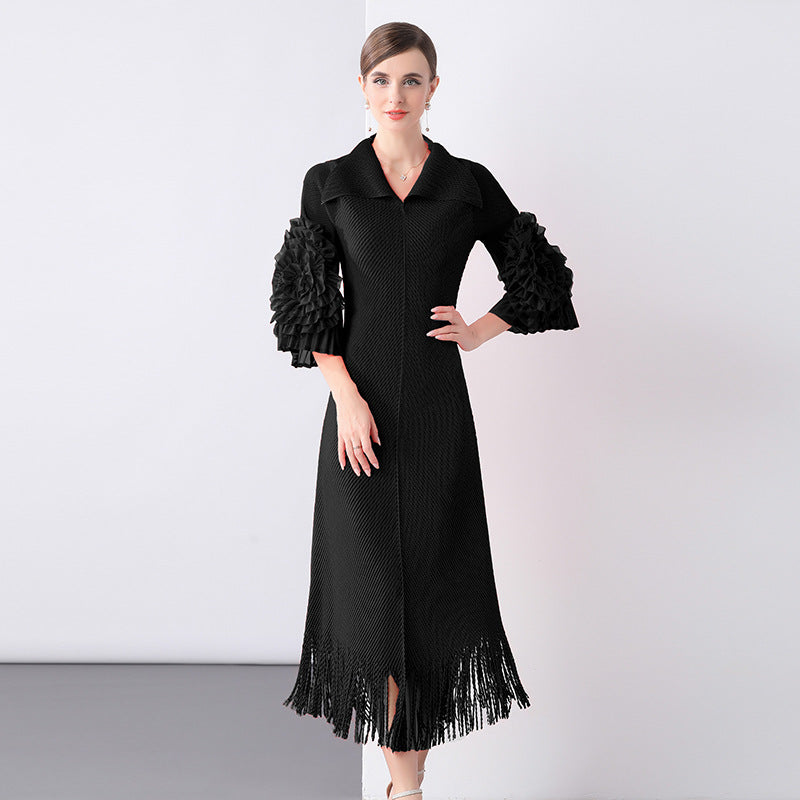 Noir Bloom Textured Dress