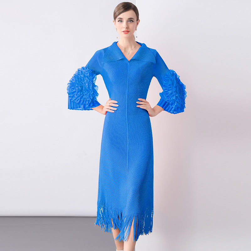 Azure Bloom Textured Dress