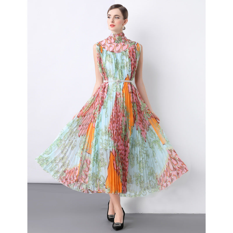 Garden Symphony Pleated Maxi Dress