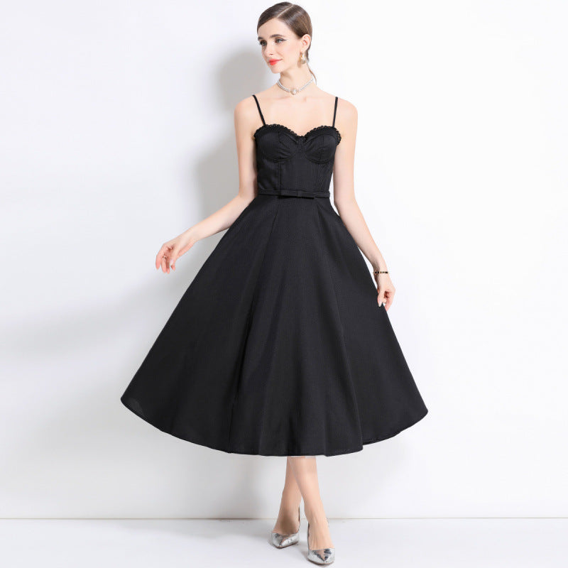 Black Vintage Sweetheart Midi Dress