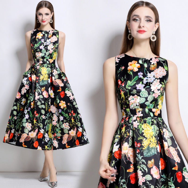 Midnight Garden Floral Midi Dress