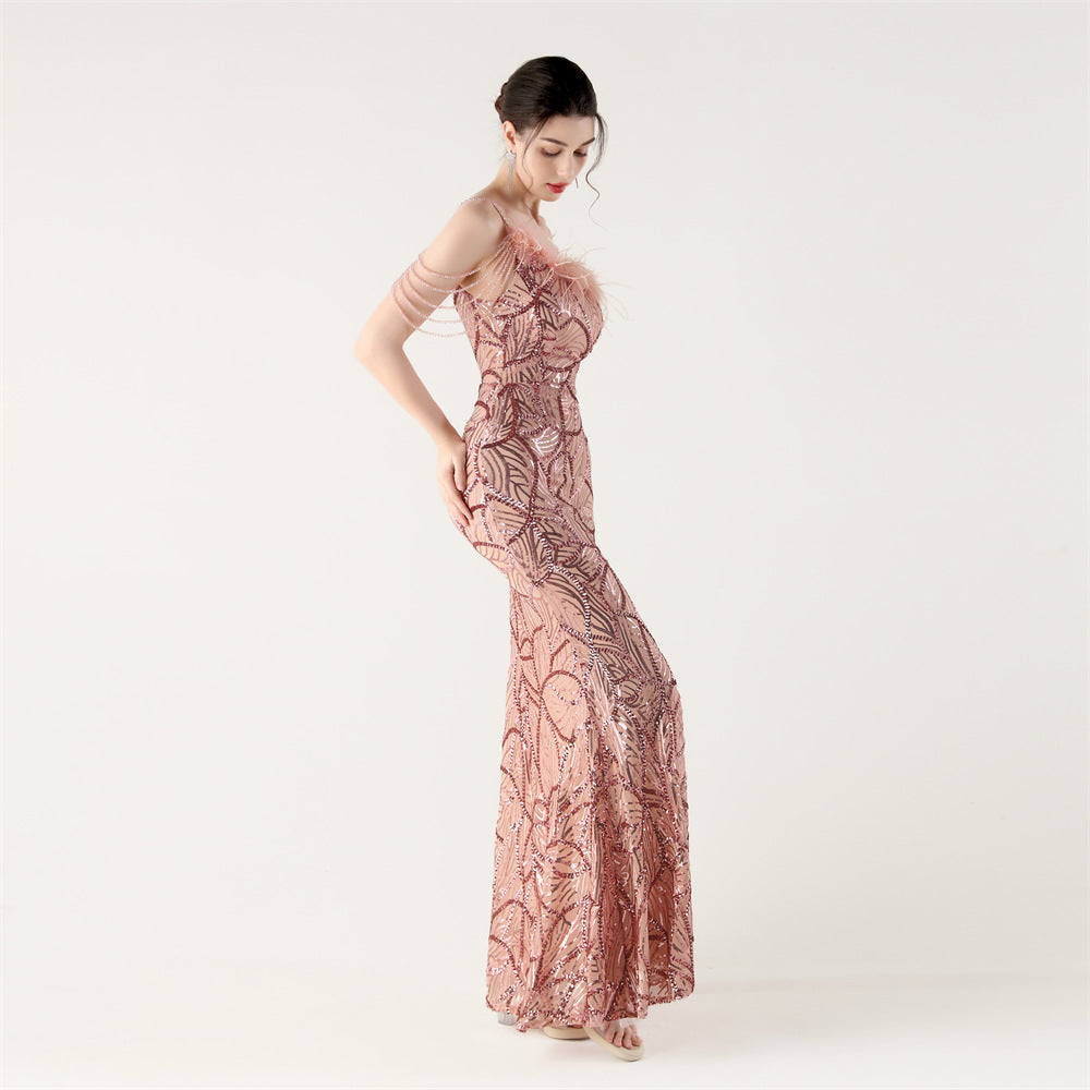 Lotus Blush Beaded Gown