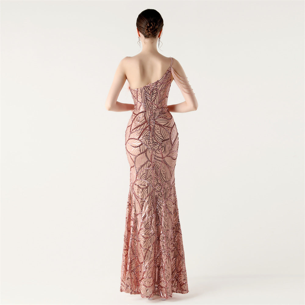 Lotus Blush Beaded Gown