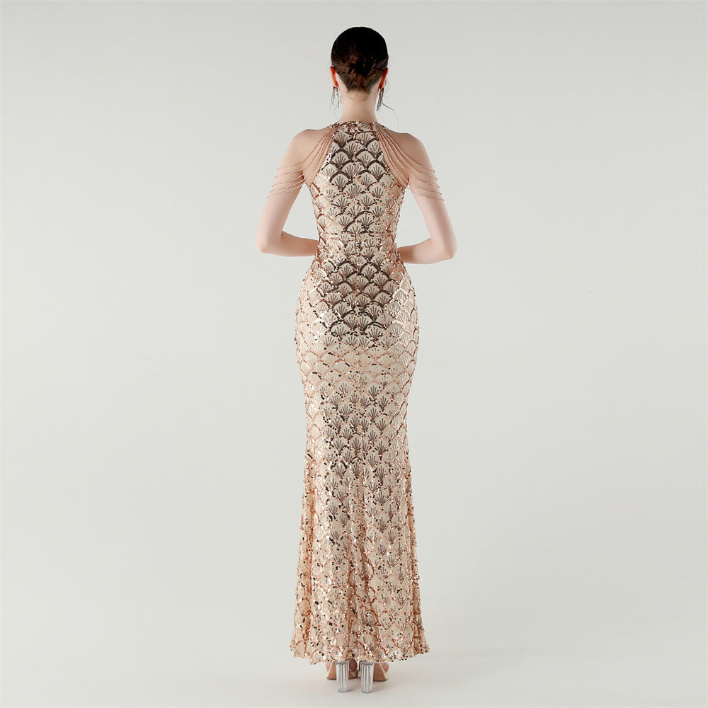 Crimson Fishtail Elegance Gown