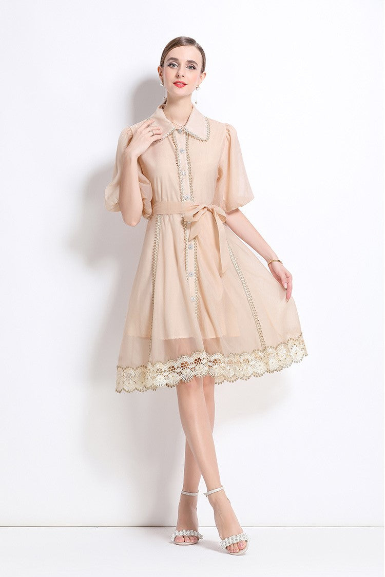 Light Apricot Victorian Charm Mini Dress