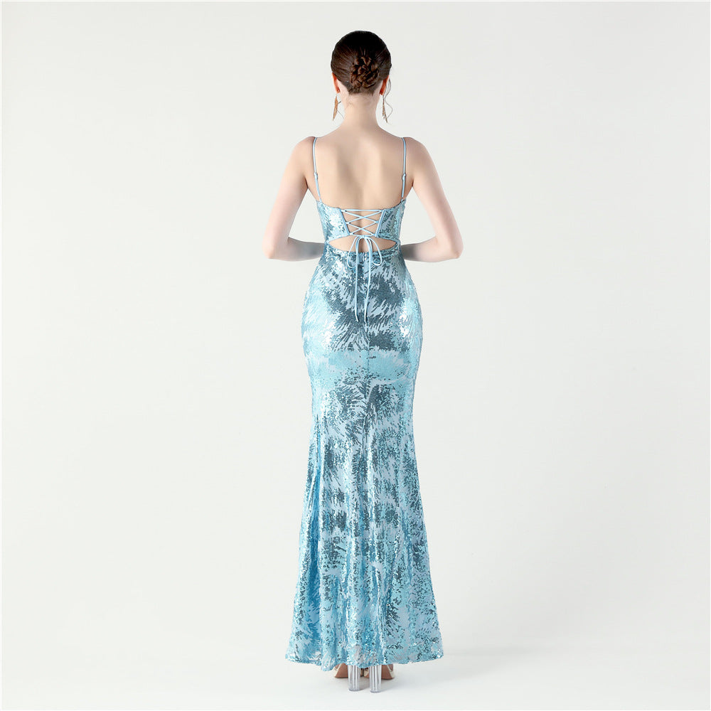 Icy Blue Fairytale Embellished Floral Dress