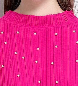 Rosered Pure Elegance Pleated Pearl Belt Dress