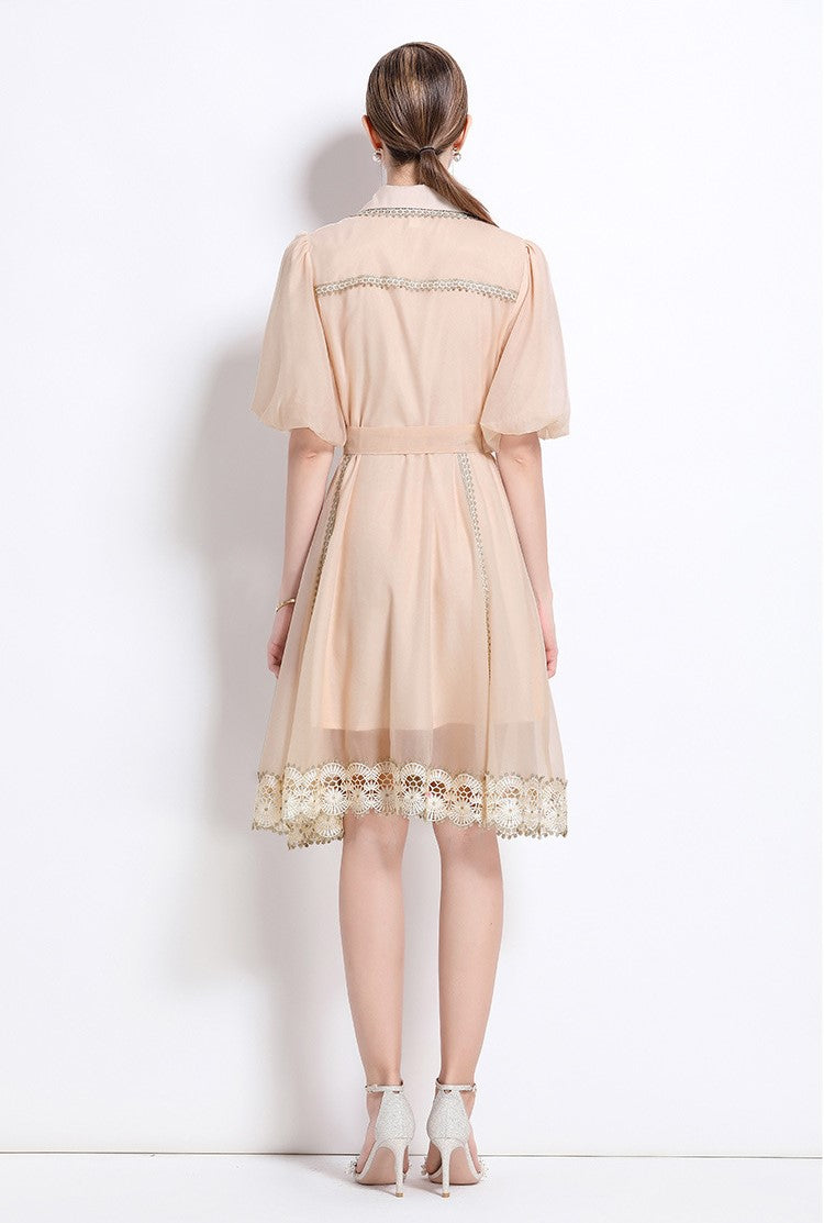Light Apricot Victorian Charm Mini Dress