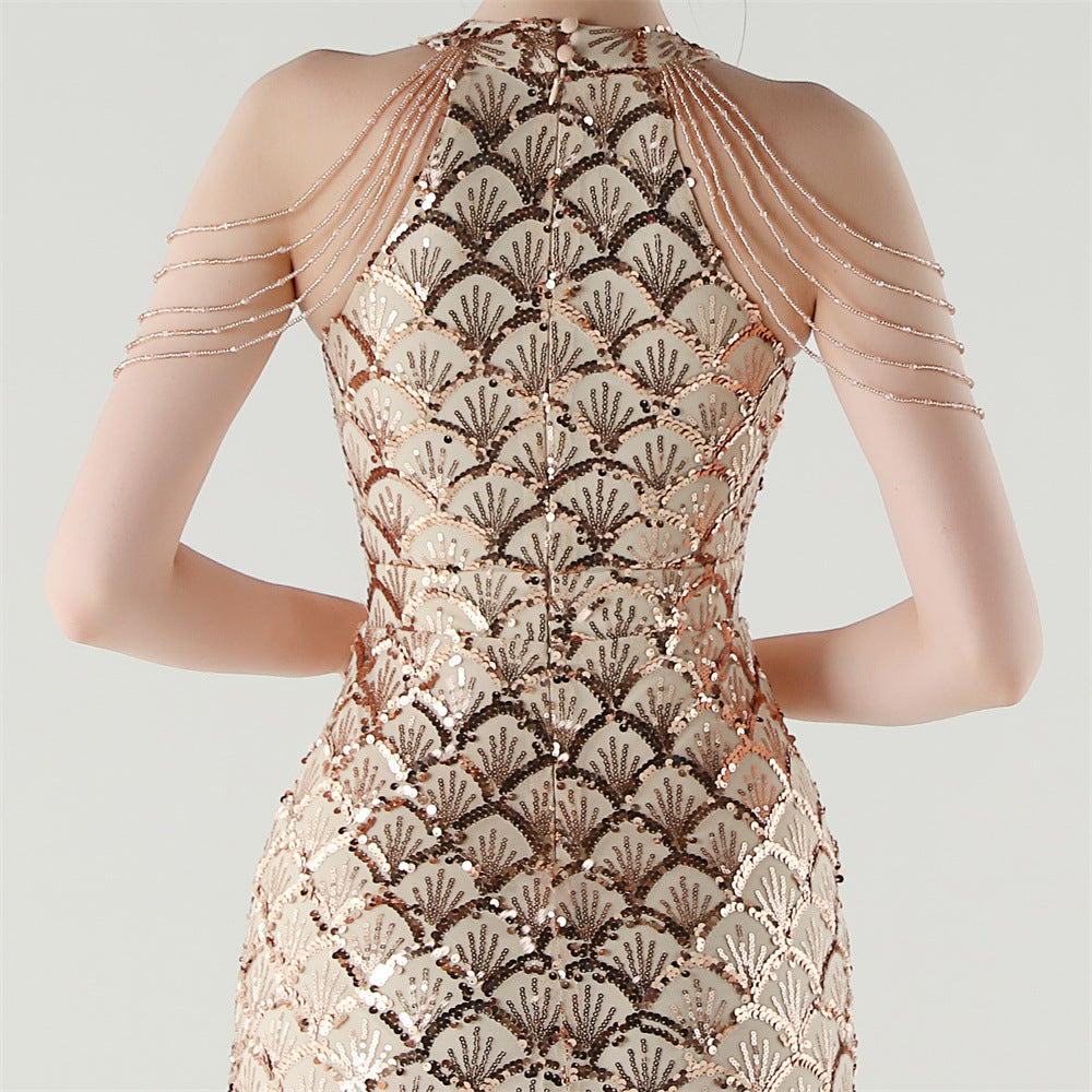 Crimson Fishtail Elegance Gown