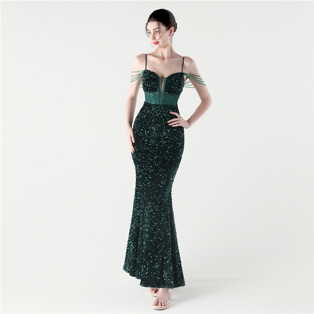 Emerald Envy Fishbone Gown