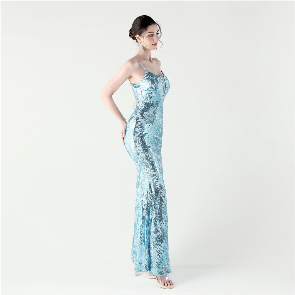 Icy Blue Fairytale Embellished Floral Dress