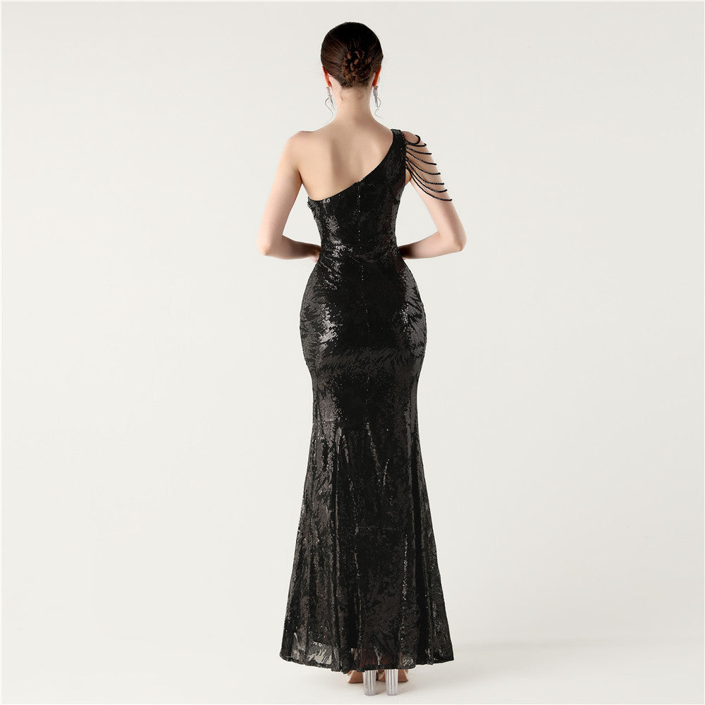 Beaded Noir Allure Gown