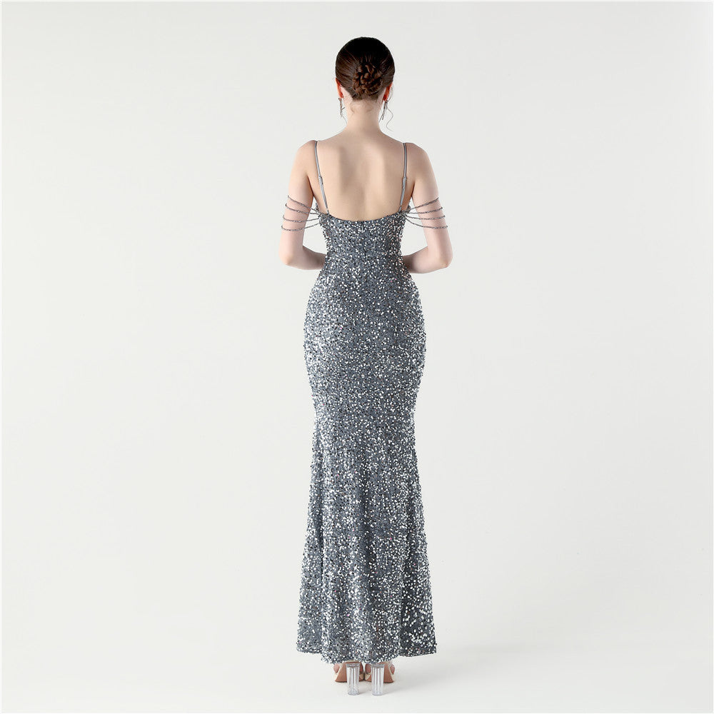 Moonlight Glimmer Beaded Gown
