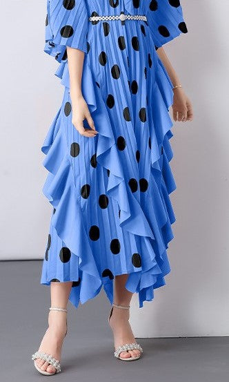 Blue Polka Dot Maxi Dress
