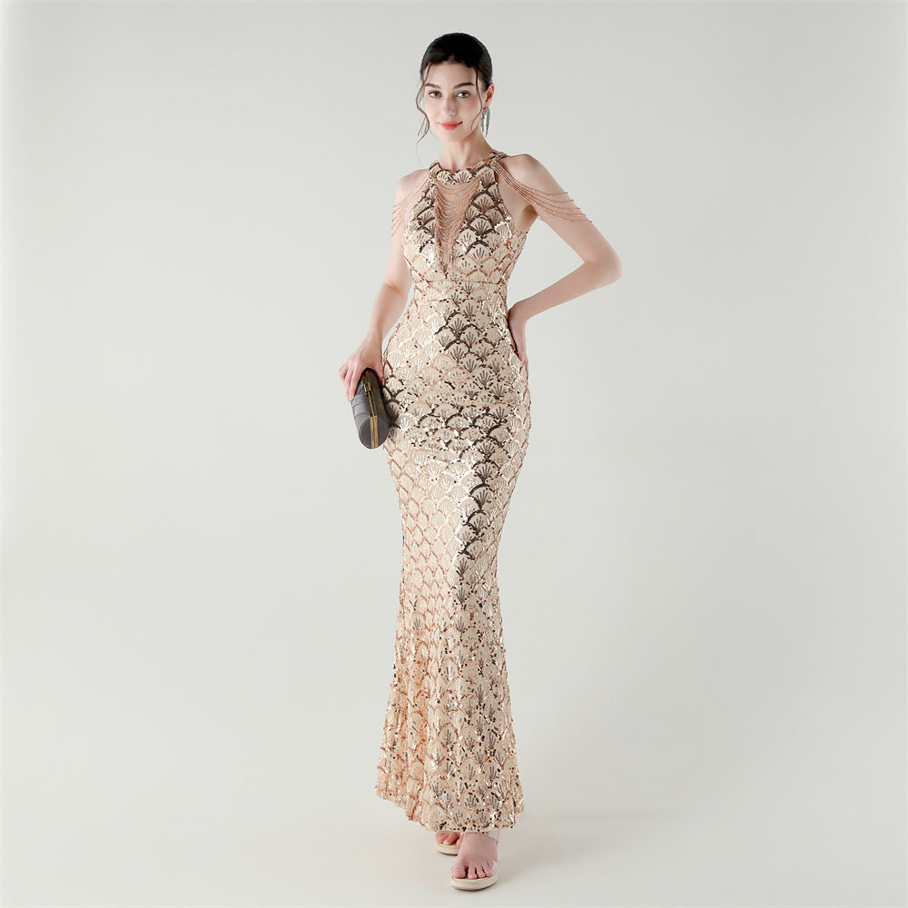 Crimson Fishtail Elegance Gown