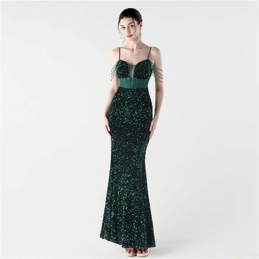 Emerald Envy Fishbone Gown