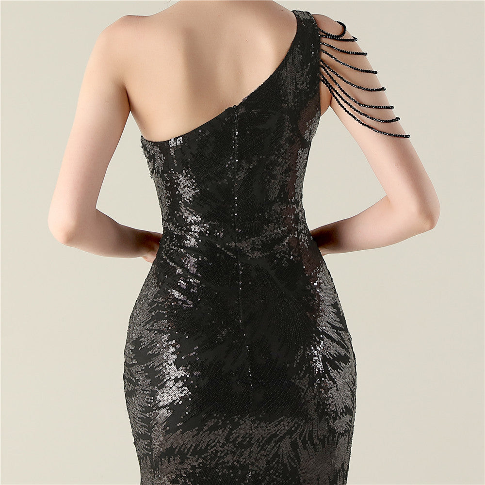 Beaded Noir Allure Gown