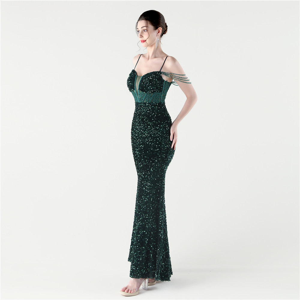 Emerald Envy Fishbone Gown