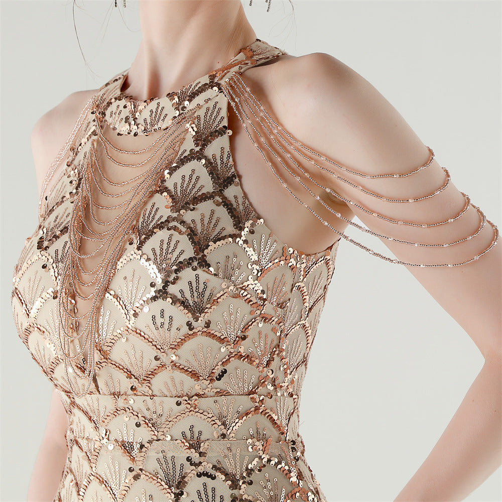 Crimson Fishtail Elegance Gown