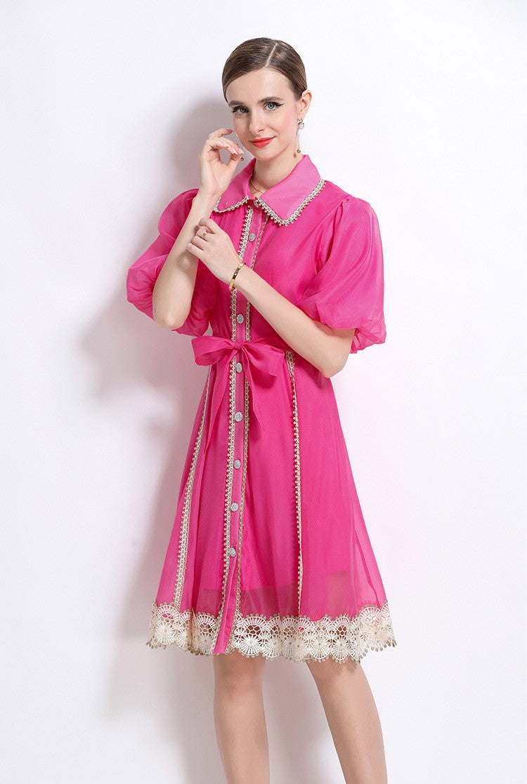 Rose Red Victorian Charm Mini Dress