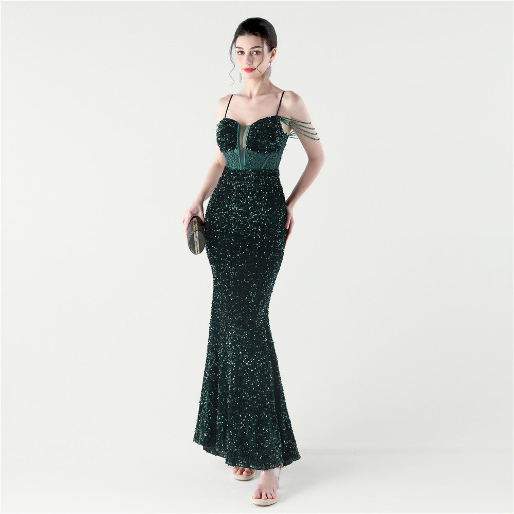 Emerald Envy Fishbone Gown