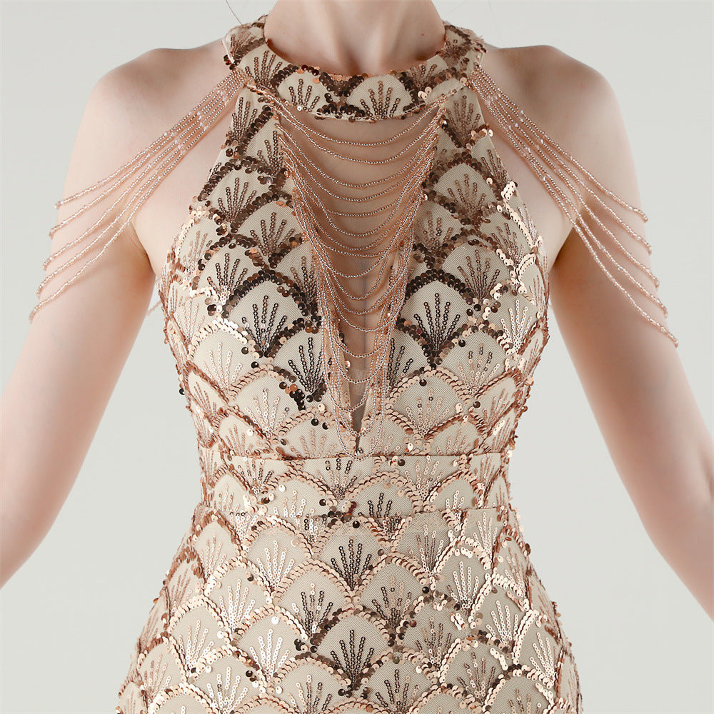 Crimson Fishtail Elegance Gown