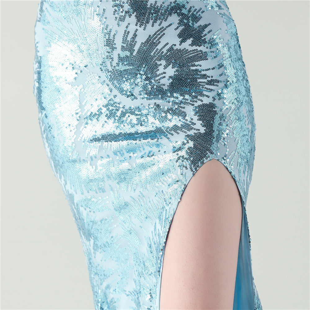 Icy Blue Fairytale Embellished Floral Dress