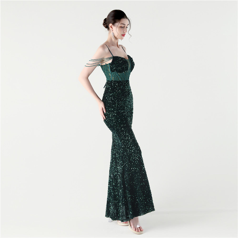 Emerald Envy Fishbone Gown
