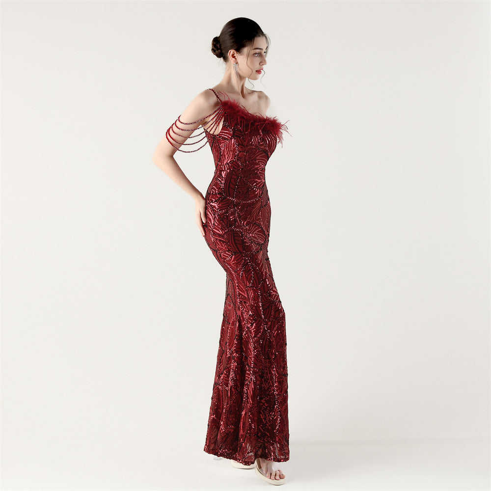 Beaded Red Elegance Gown