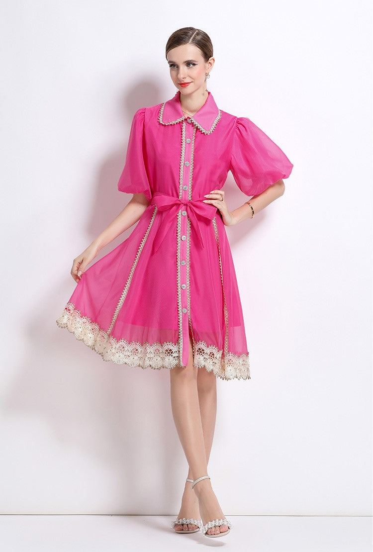 Rose Red Victorian Charm Mini Dress