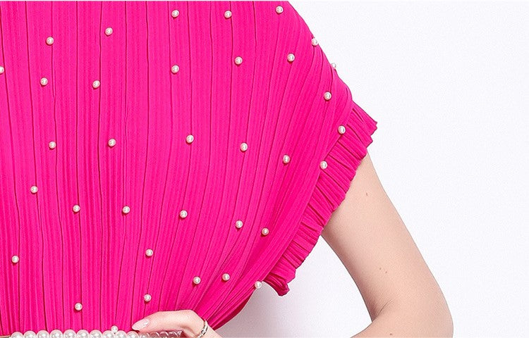 Rosered Pure Elegance Pleated Pearl Belt Dress