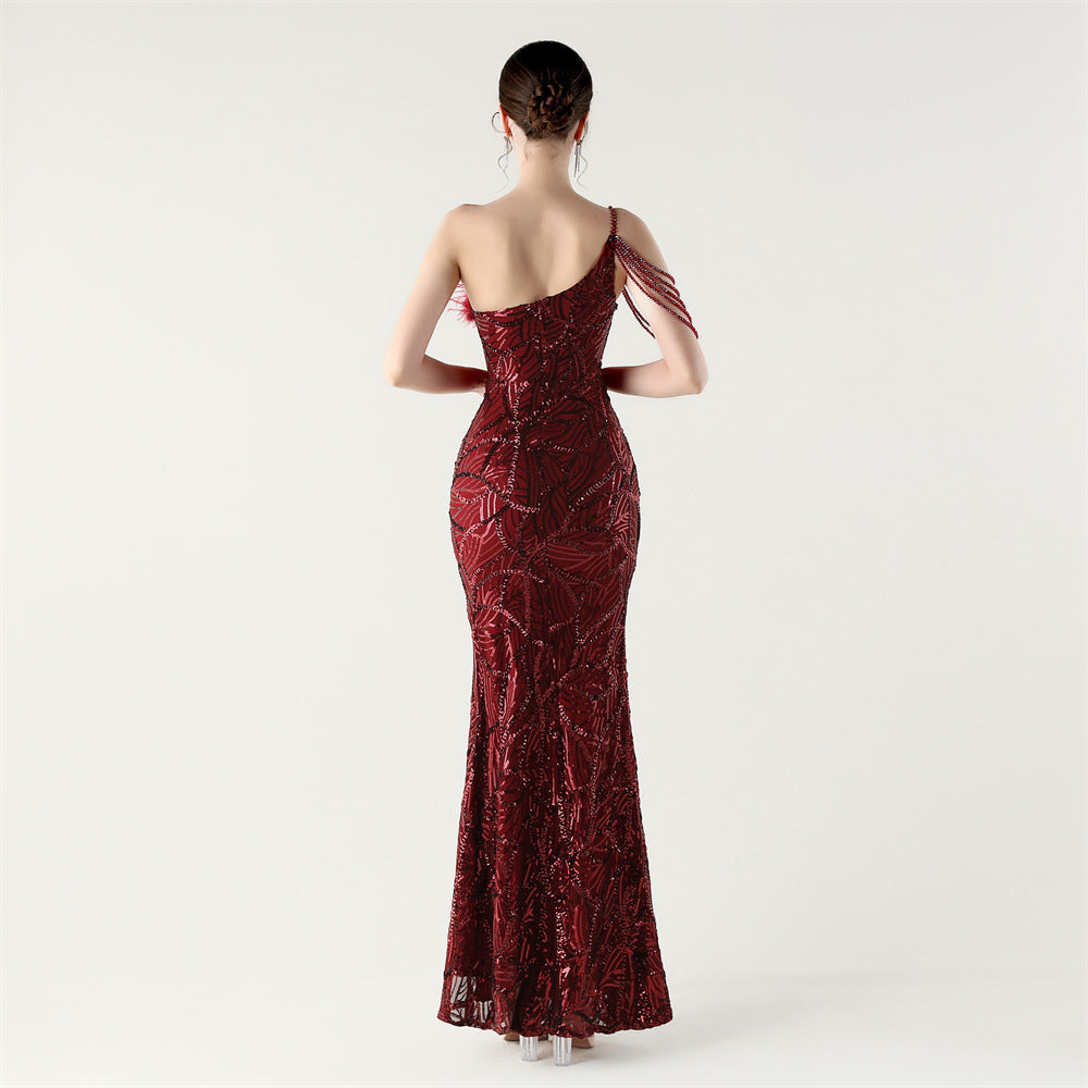 Beaded Red Elegance Gown